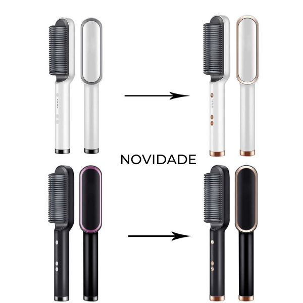 Escova alisadora e secadora de cabelo, íons negativos