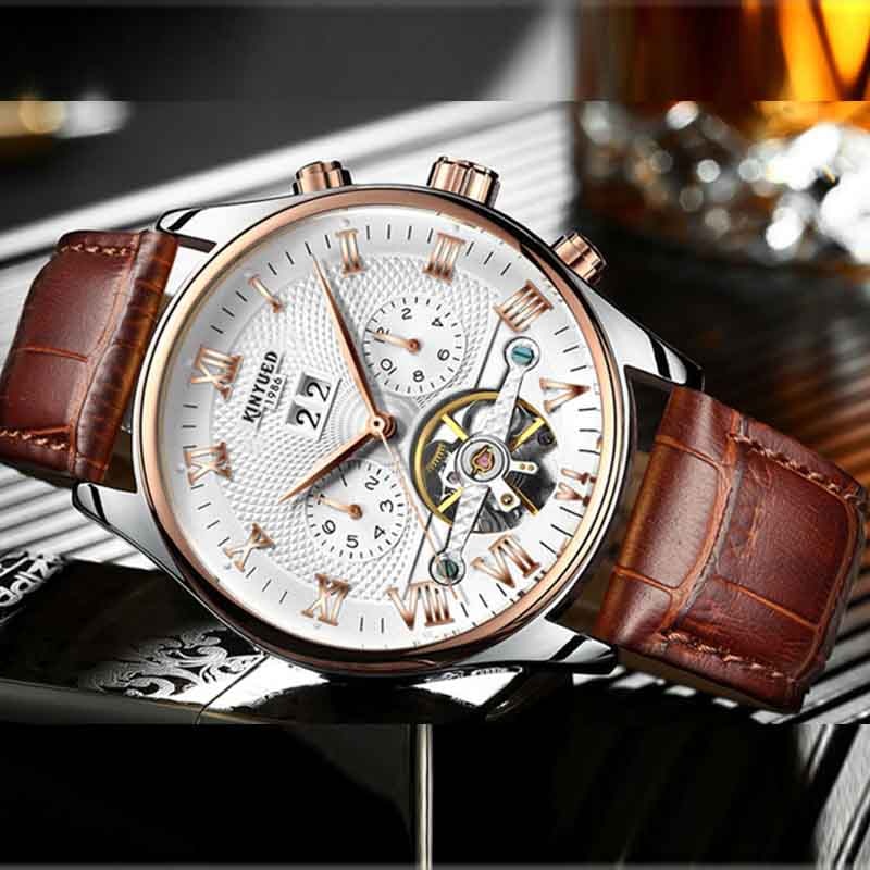 Relógio LIGE Retro Clássico Masculino com Pulseira Marrom (Á prova d' água)
