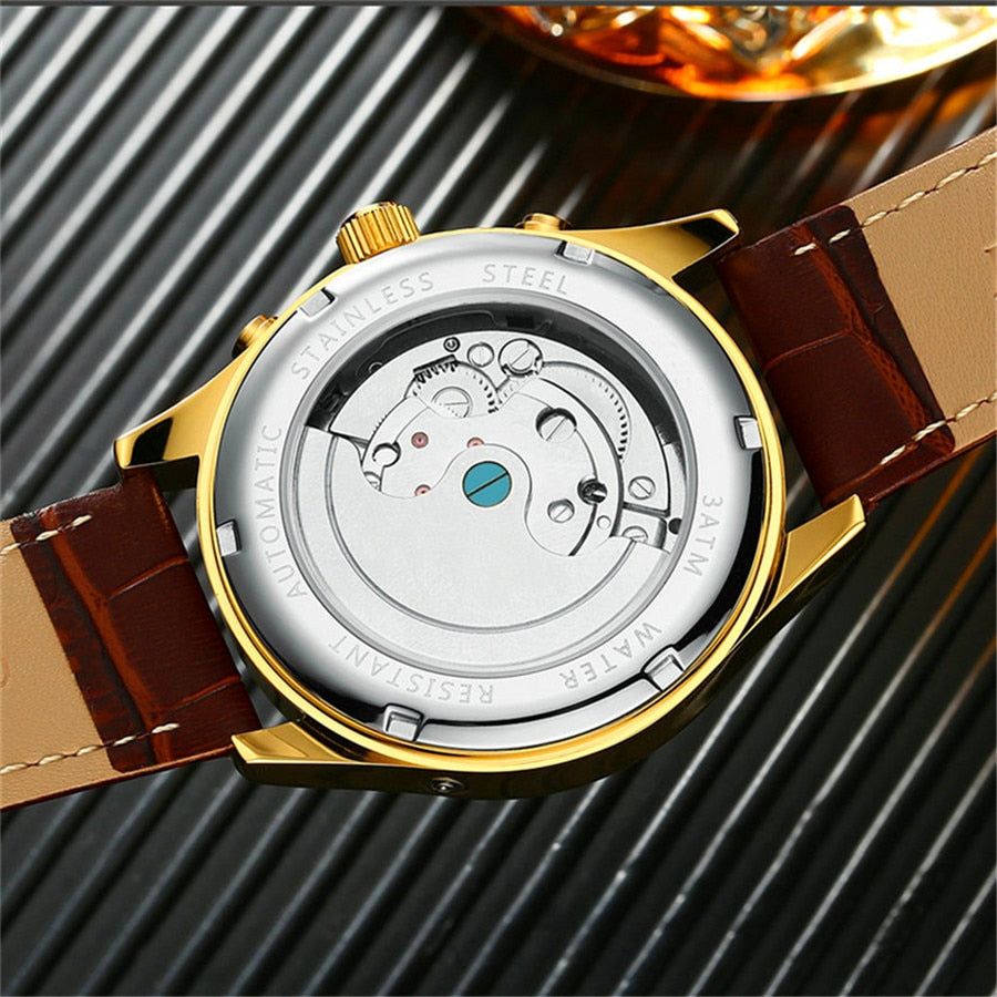 Relógio LIGE Retro Clássico Masculino com Pulseira Marrom (Á prova d' água)