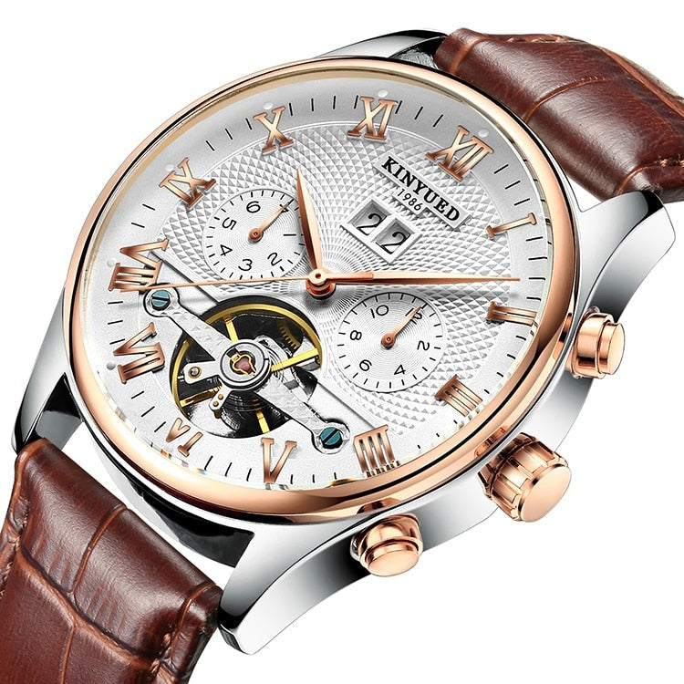 Relógio LIGE Retro Clássico Masculino com Pulseira Marrom (Á prova d' água)