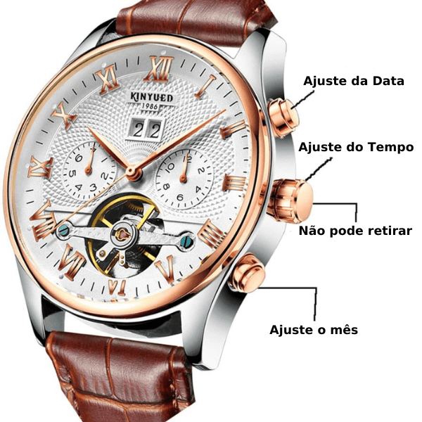 Relógio LIGE Retro Clássico Masculino com Pulseira Marrom (Á prova d' água)