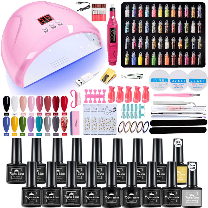 Kit de Unha de Gel com Led Secador e Máquina de Broca