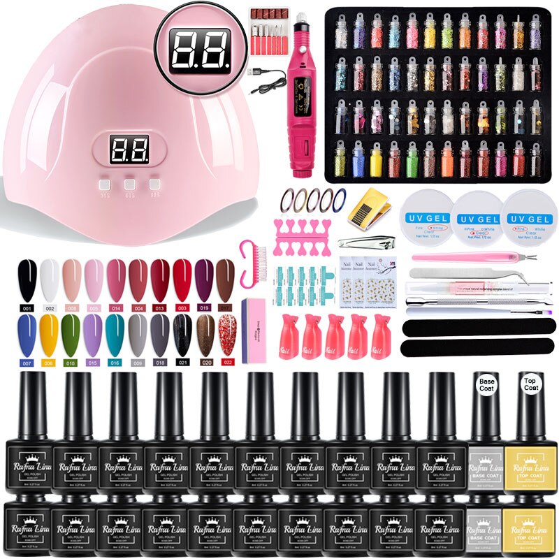 Kit de Unha de Gel com Led Secador e Máquina de Broca