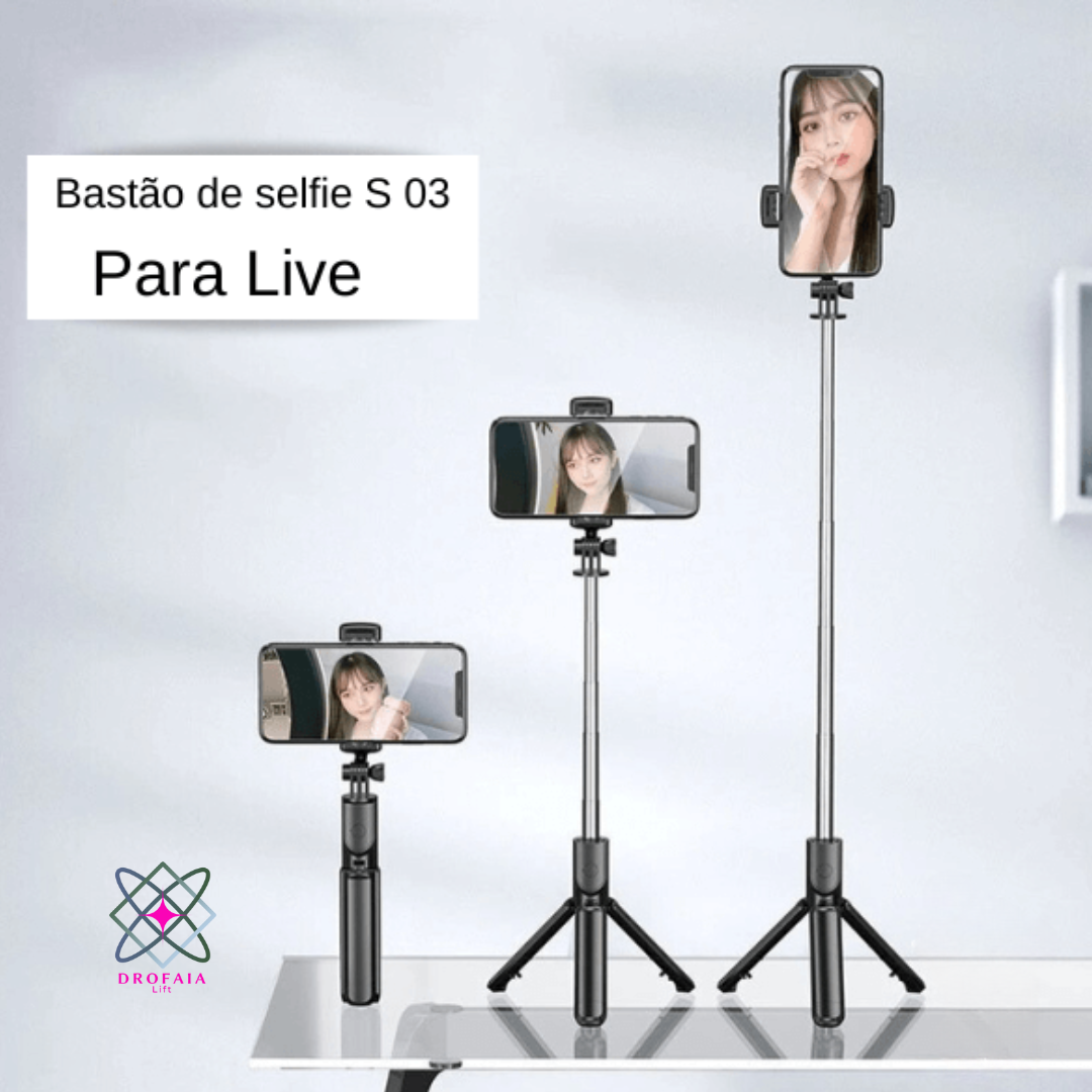 Pau de Selfie Tecnológico com Bluetooth para todos os tipos de Câmera
